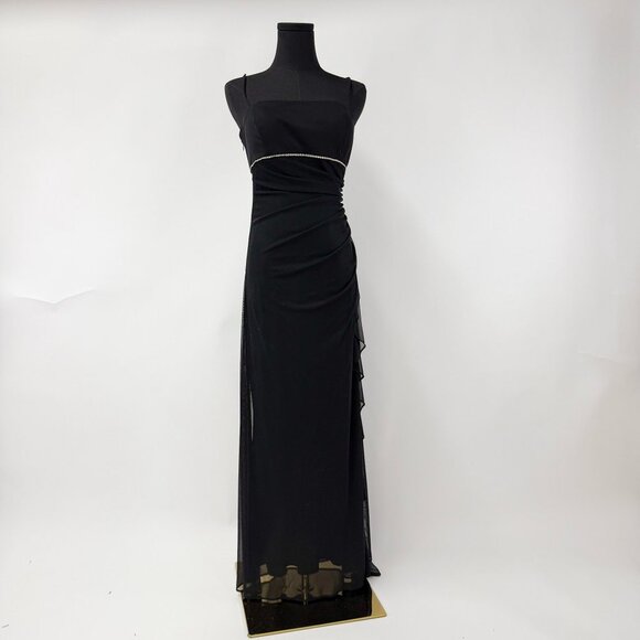 VINTAGE 90S STYLE BLACK EVENING LONG MAXI DRESS - Picture 1 of 12